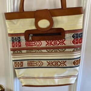 Boho look purse. Tan with pale yellow stripes